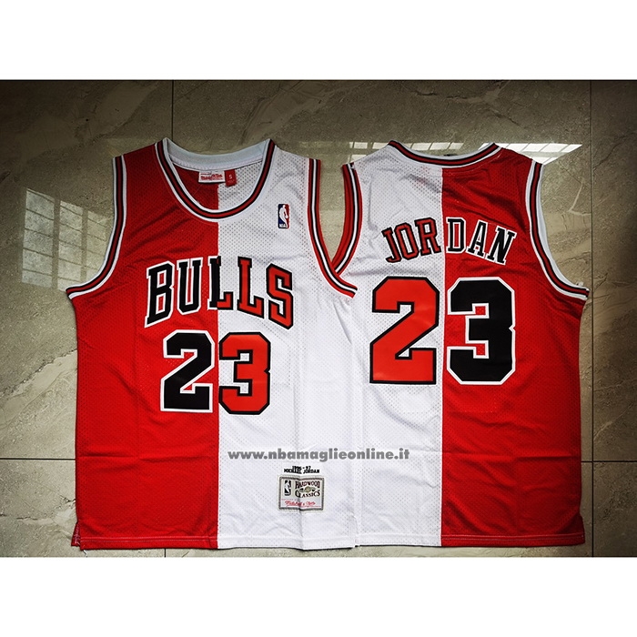 Maglia Chicago Bulls Michael Jordan #23 Split Bianco Rosso